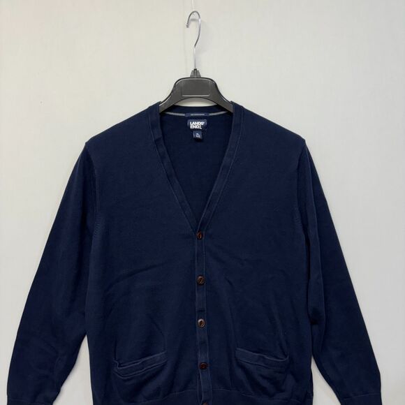 Lands' End Men Supima Cotton Cardigan Sweater Size XL X-Large Blue C052 -9 - Picture 9 of 14